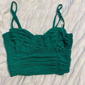 White Fox Boutique Green Ruched Camisole